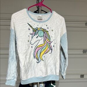 Girls Macy's Unicorn Sweatshirt - White and Light Blue